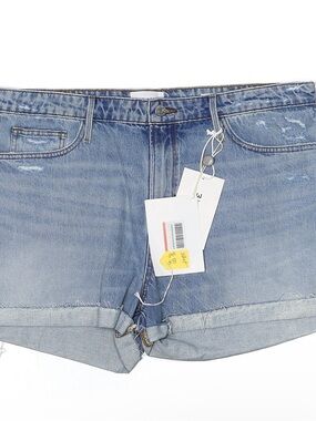 Frame Denim Washed Light Blue Cuffed Jean Shorts